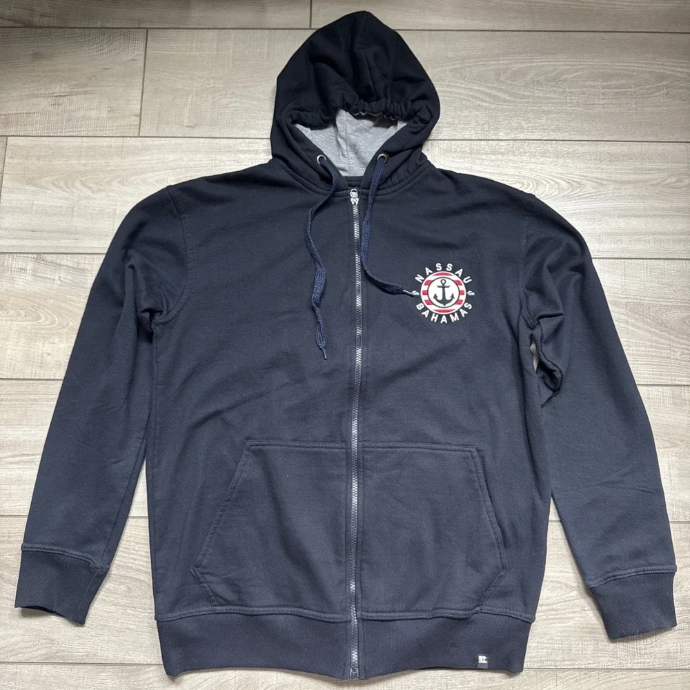 Nassau Bahamas Hoodie Mens Large Black Long Sleeve Spell Out Logo Destination